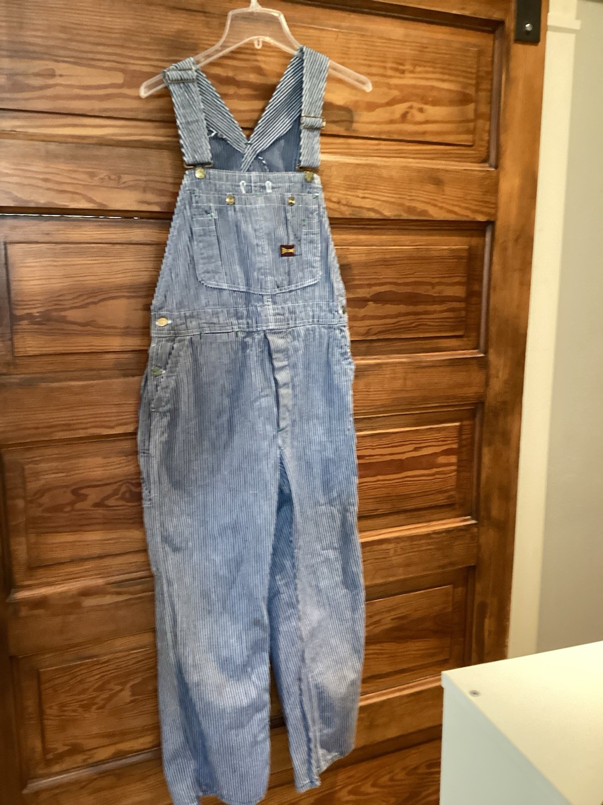 VTG 50s Big Smith Sanforized Union Made Hickory Striped Overalls Painter 34×28