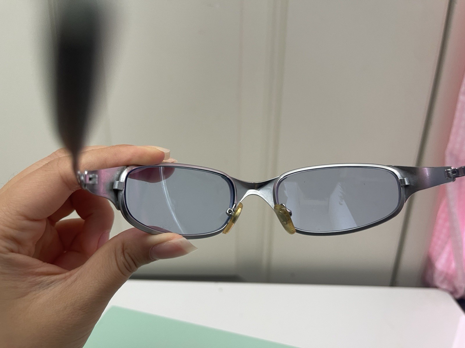 Oakley Juliet X-Metal Polarized Sunglasses Blue Lenses/Matte Gray Frames