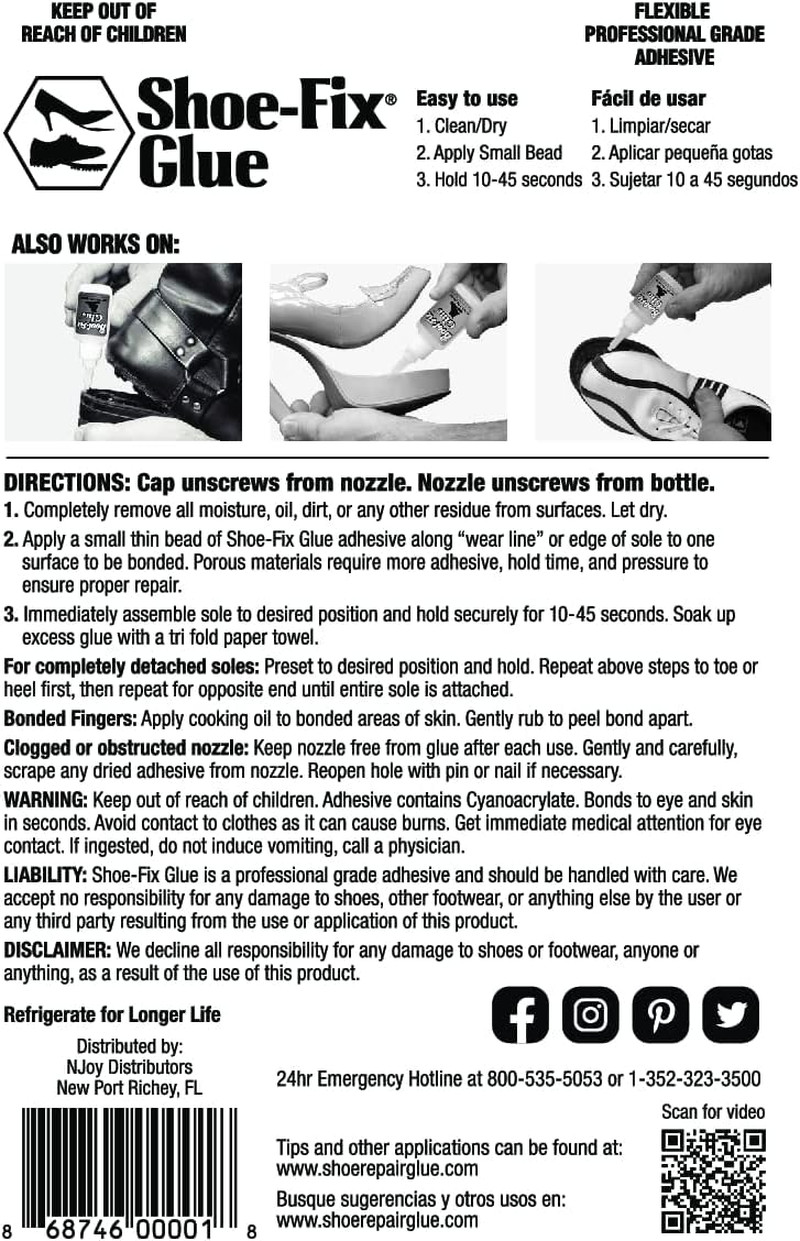 Glue Professional Grade Repair Adhesive for All Footwear Instant Bond, Clear …