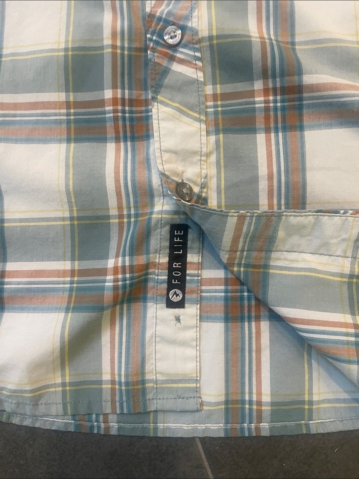 Marmot AirExchange Green and White Plaid Button-Down Shirt L