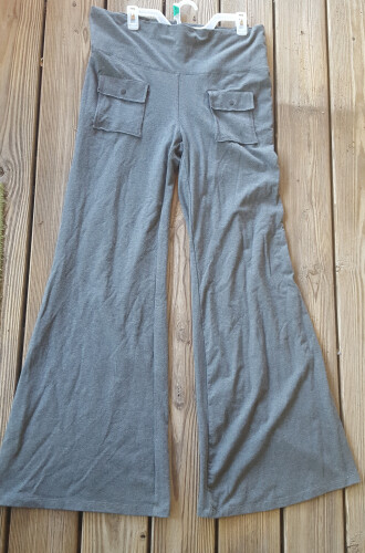 Long Bell Yoga Wide Athletic Pants Made in Sri Lanka XL Cotton Lycra Gray VTG