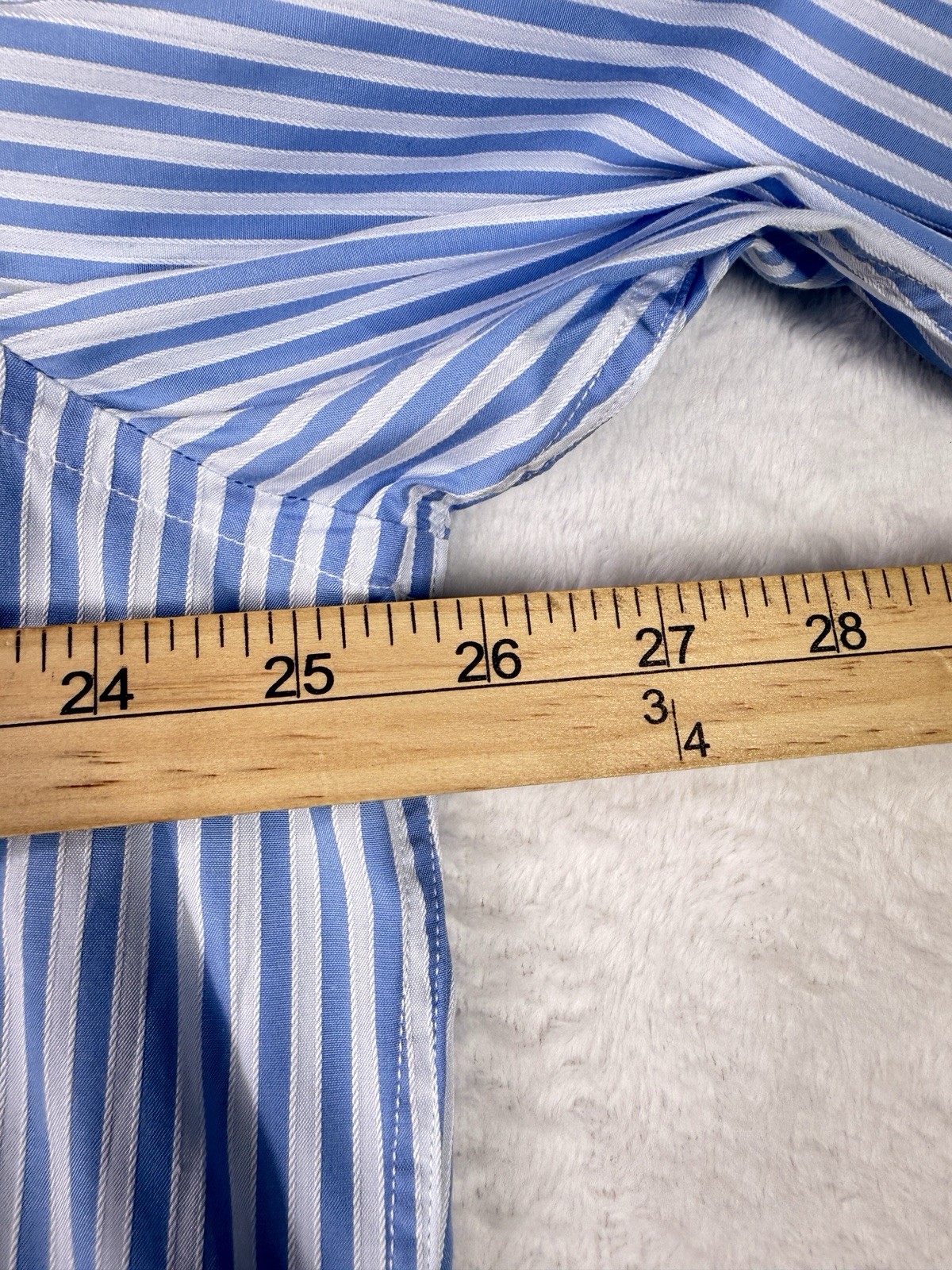 Canali Dress Shirt Mens 43/17 Blue Striped Button Long Sleeve Made in Italy Cuff