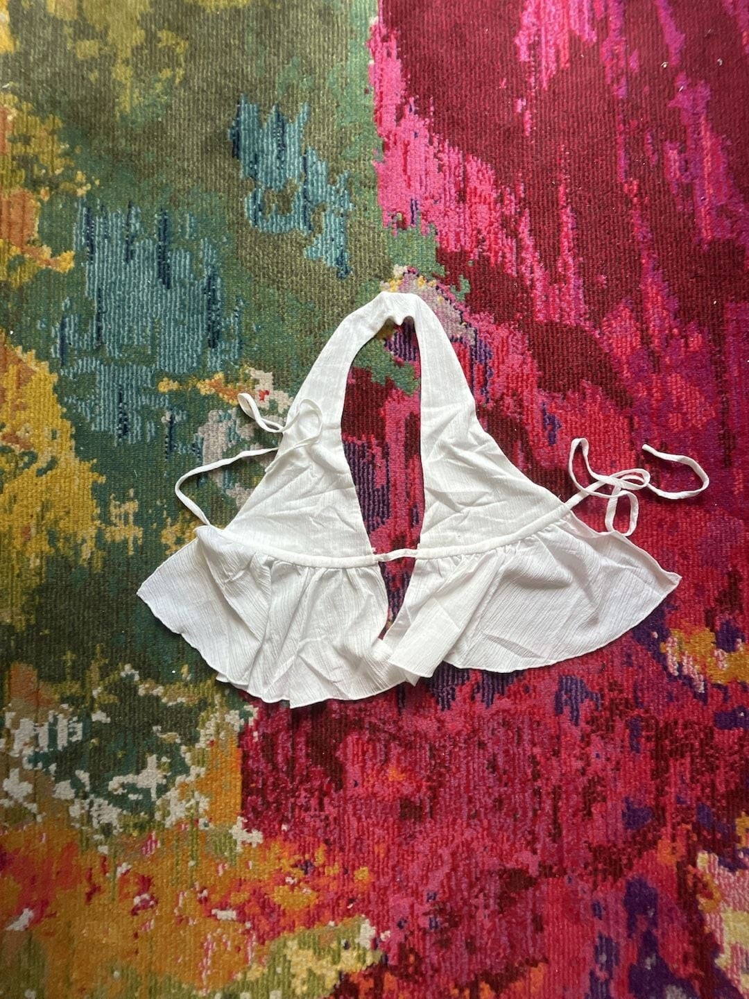 Women’s White Wide-Leg Two-Piece Set with Halter Top Sz S