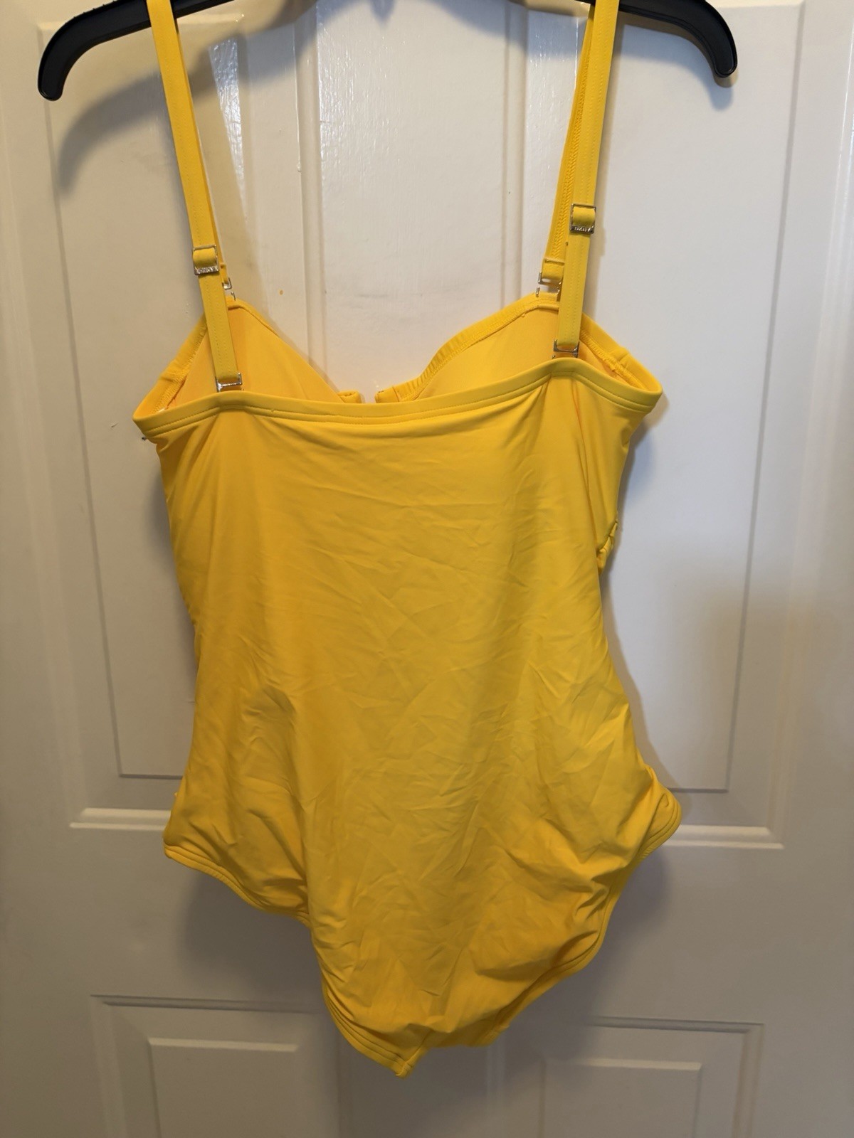 DKNY Women’s Yellow Solid One-Piece Swimsuit Size L Regular Adjustable Strap