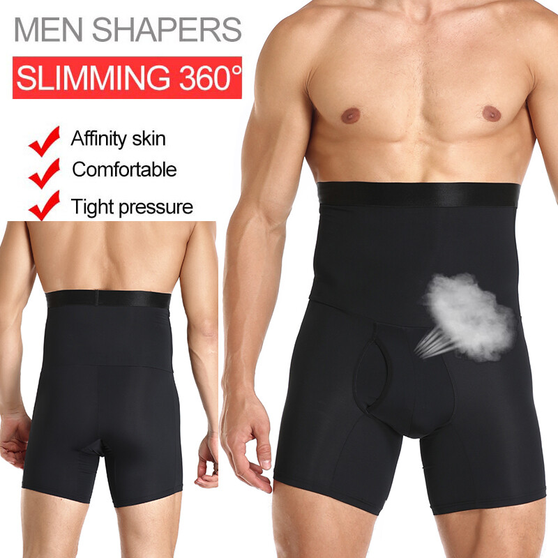 Men’s High Waist Compression Boxer Shorts Tummy Slim Girdle Pants Body Shaper US