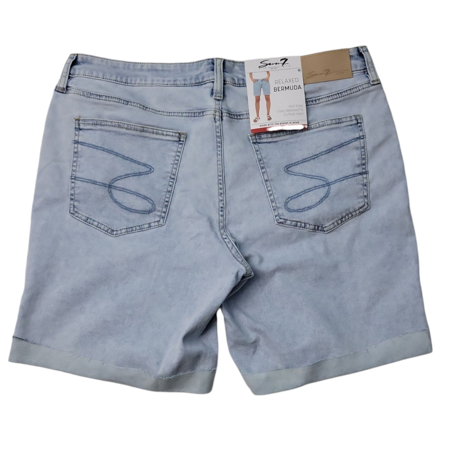 Seven7 Women’s Bermuda Mid Rise Stretch Denim Short