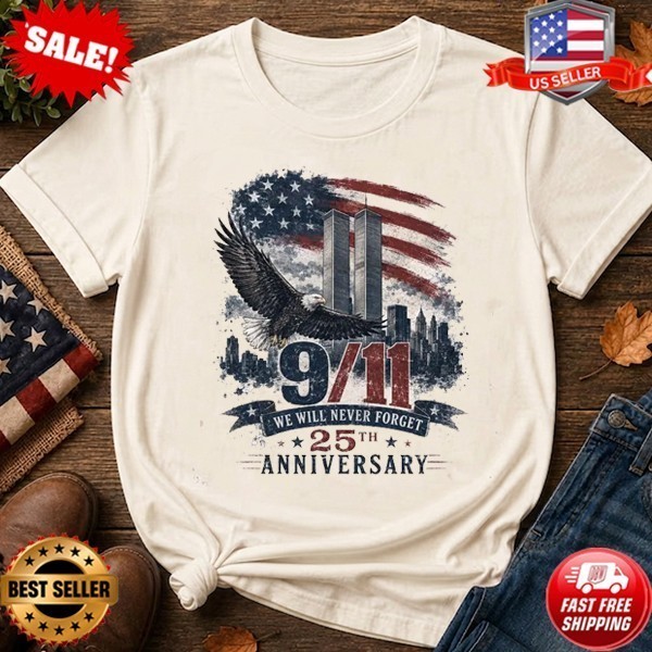9/11 25th Anniversary Memorial Shirt, Patriotic American Flag T-Shirt | S-5XL