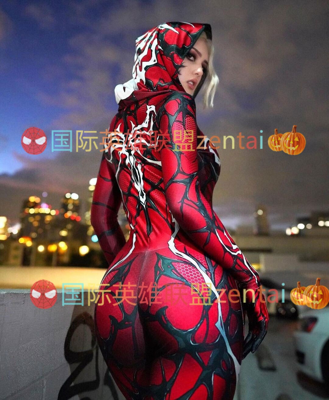 The Carnage Hooded Jumpsuit Gwen Spidergirl Bodysuit Cosplay Costume Halloween