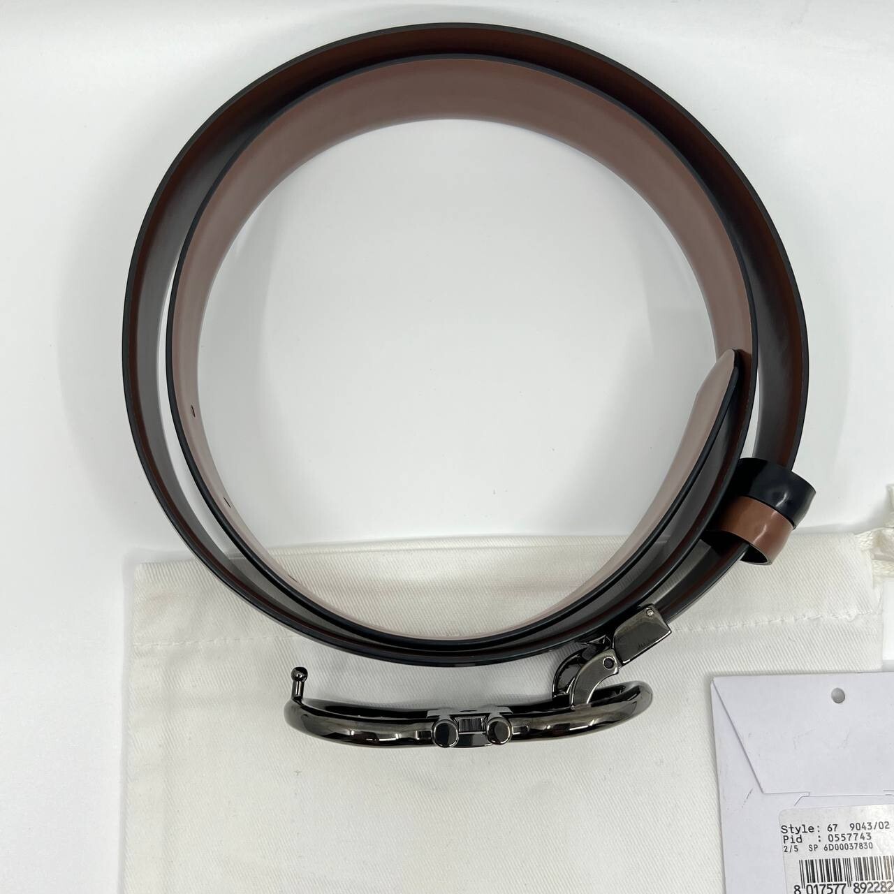 Authentic SALVATORE FERRAGAMO men’s patent leather belt black brown reversible