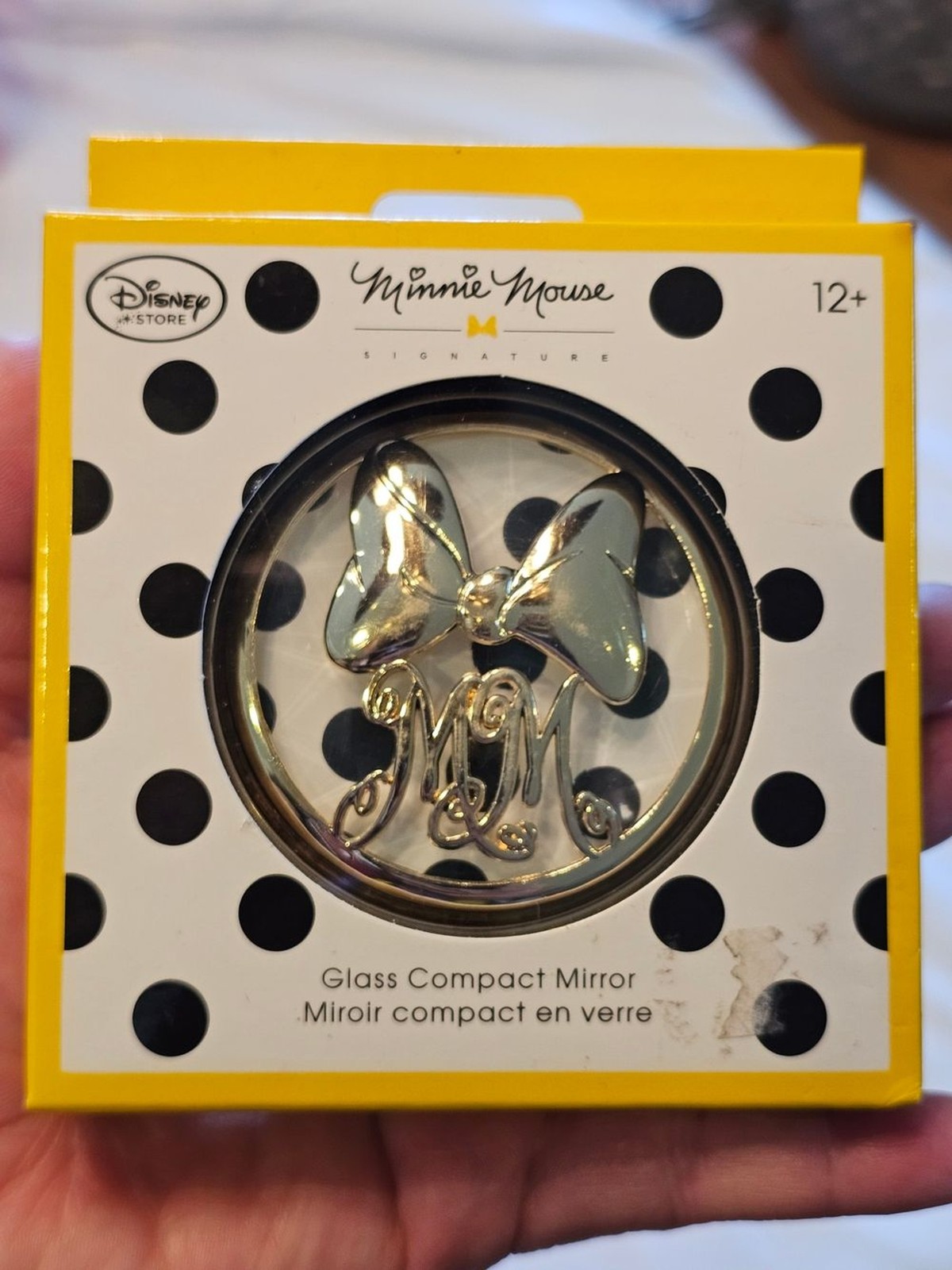 Minnie Mouse Signature Glass Compact Mirror – Gold & Silver
