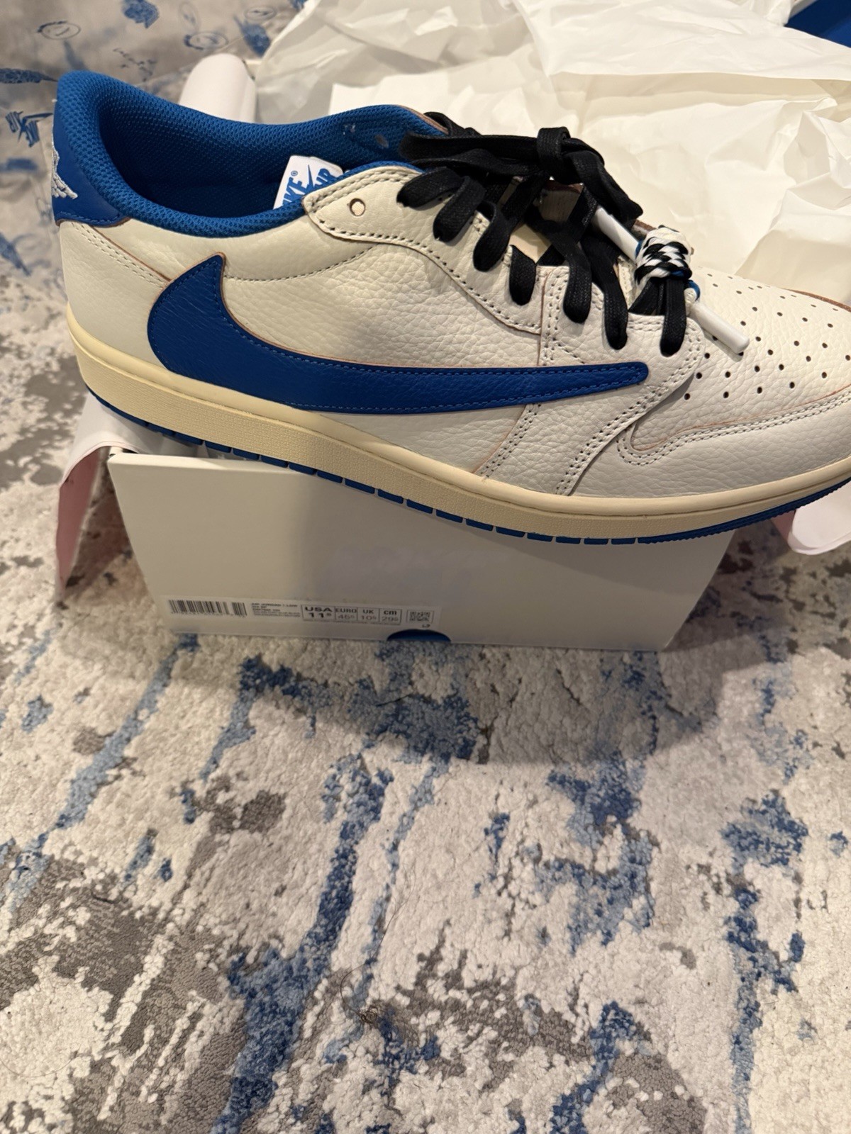 DM7866 104 Jordan 1 Retro Low OG SP Fragment x Travis Scott Sail Military Blue