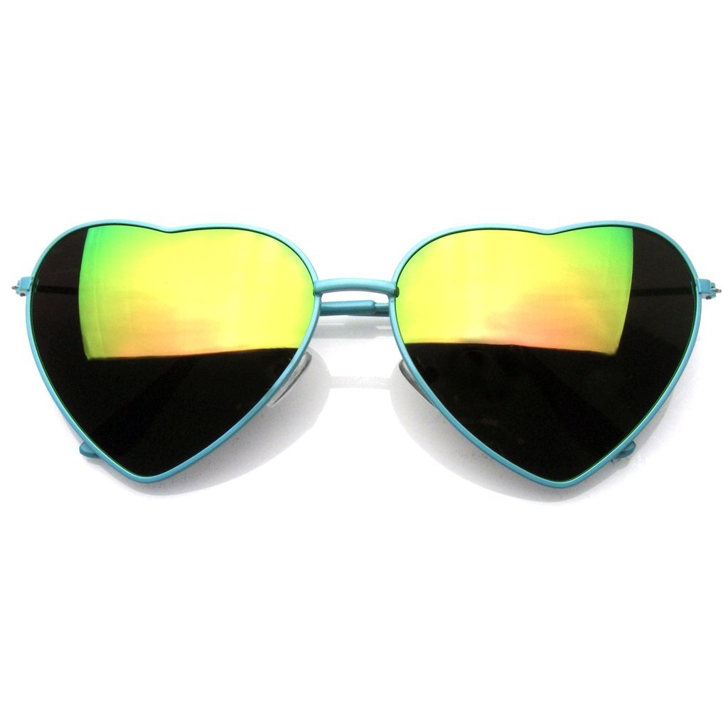Heart Shape Sunglasses Vintage Mirror Lens New Womens Fashion Metal Frame Retro