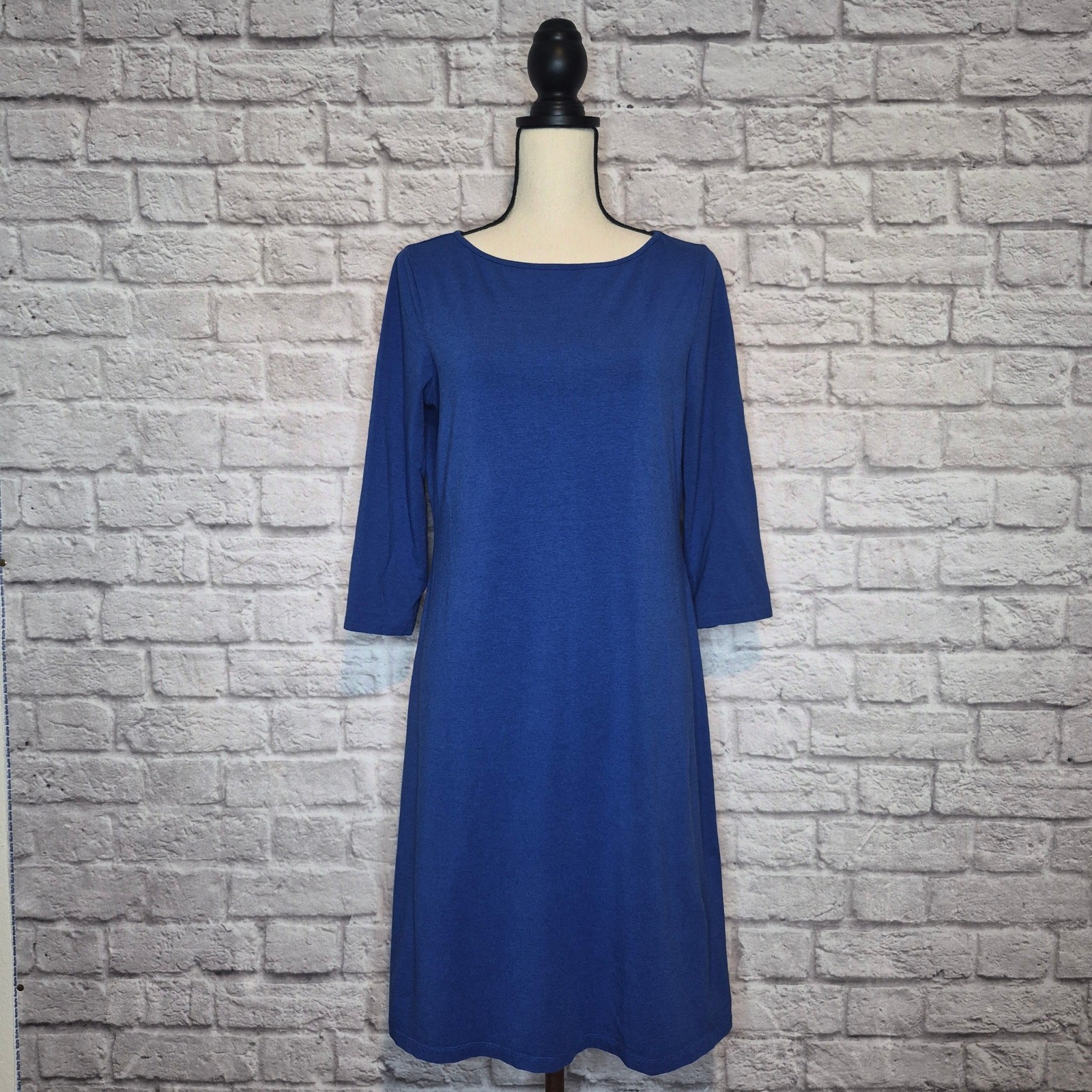 Garnet Hill Royal Blue 3/4 Sleeve Knit Shift Dress Women’s Size S