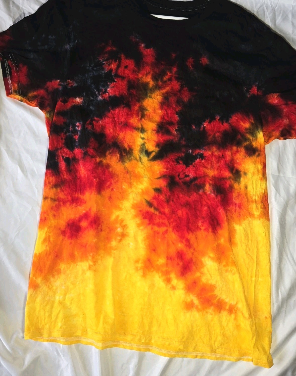 Gildan Tie Dye T-shirt Black Red Orange Yellow Flames Made to Order