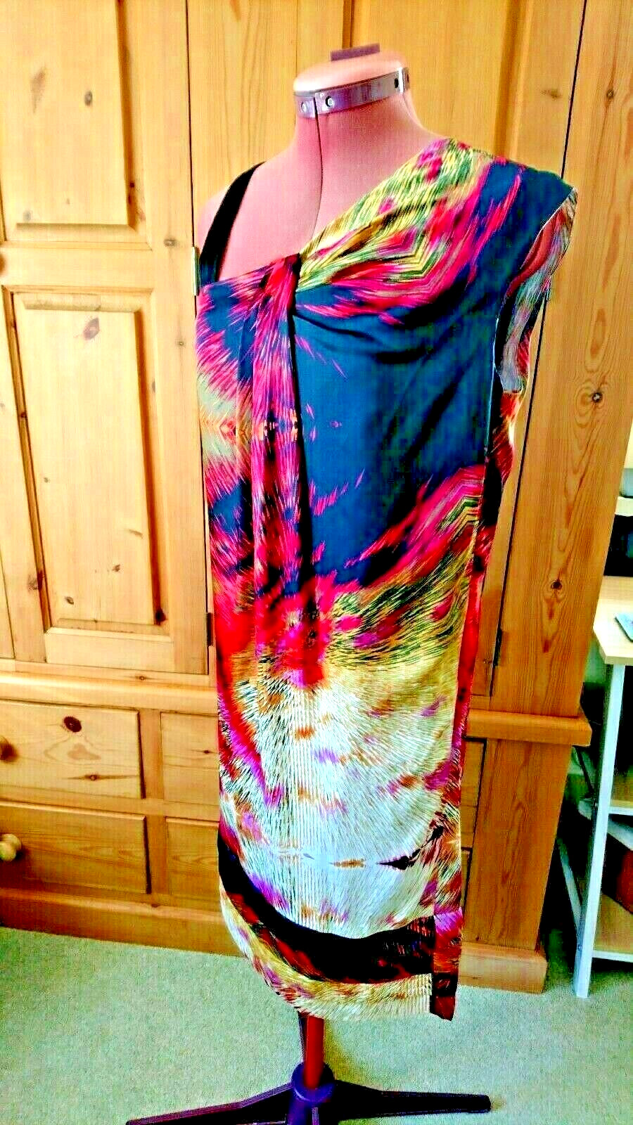 JASPER CONRAN-DESIGNER DRAPE & PLEAT DETAIL SHIFT DRESS-LINED-WORN ONCE-12.