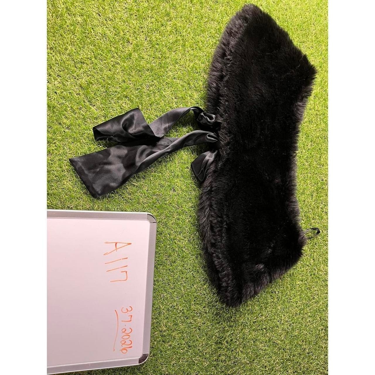 McClintock m Black Faux Fur Shrug Wrap with Satin Tie