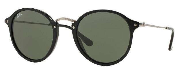 Ray-Ban Round Fleck Black Silver l Green G15 RB2447 901 49mm