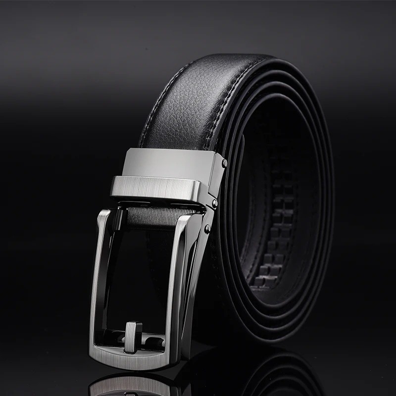 28″-50″ Men’s Leather Ratchet Dress Belts Automatic Buckle Click Sliding Belt US