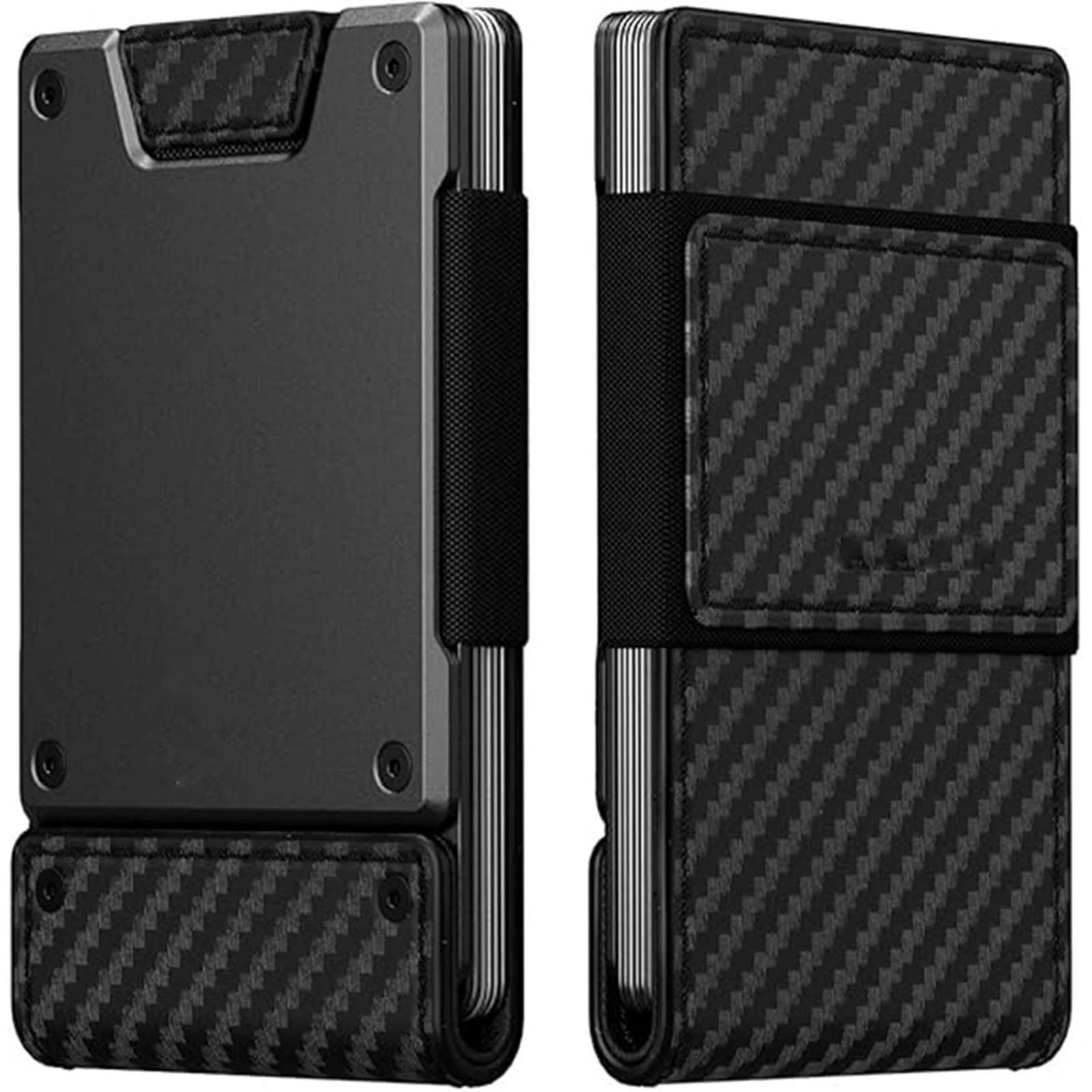 Mens Slim Metal Wallet RFID Blocking Minimalist Card Holder Pull Tab Cash Strap