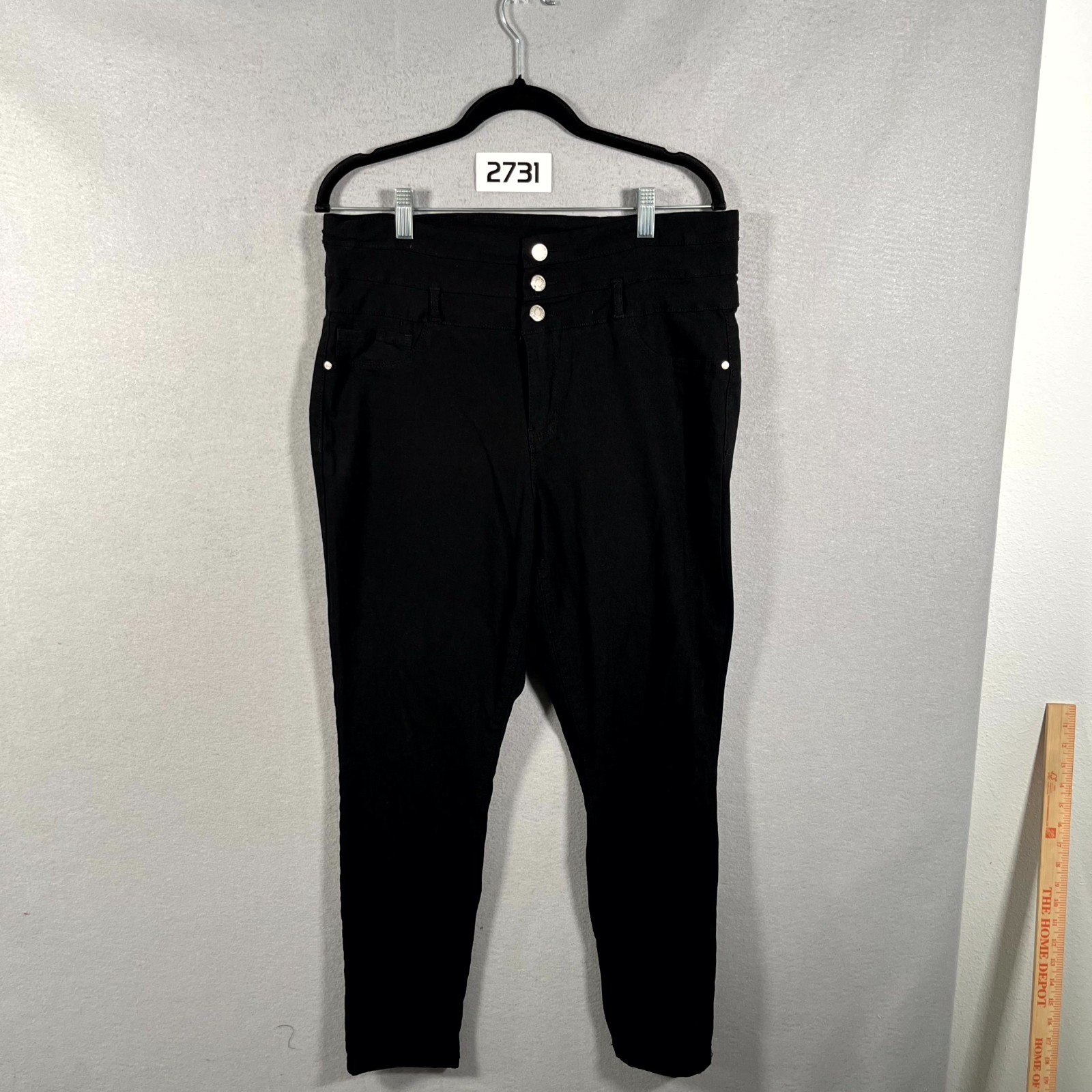 Elite Jeans Skinny Pants Womens XL Black Canvas Cotton Stretch High Waisted