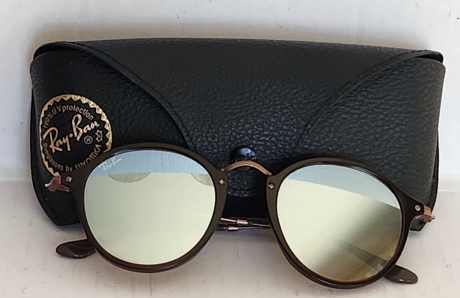 Ray-Ban RB2447N Fleck Round Sunglasses Gunmtl Brown Mirror Polarized 49-21-145