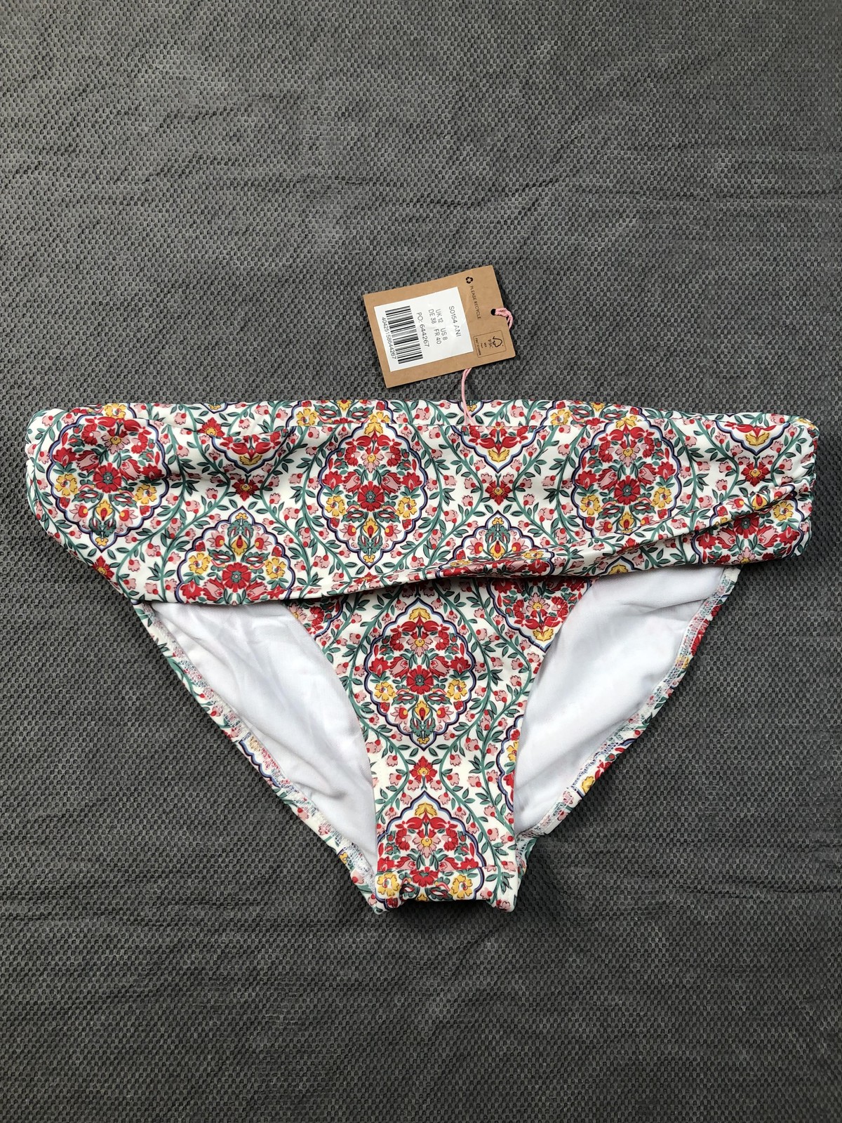 Boden Swim Bottom Womens 8 Multicolor Floral High Waisted Lined Stretch Bikini