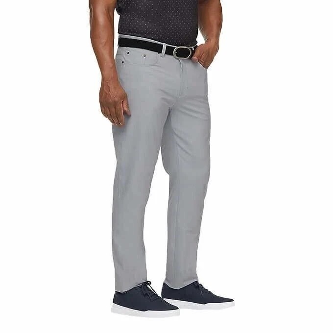 Greg Norman Men’s Luxury Microfiber Ultimate 5-Pocket Pants, Gray, 34×29