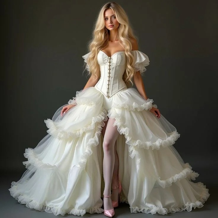 Lvory Off Shoulder Corset Ball Gown Customized Vintage Victorian Evening Gowns