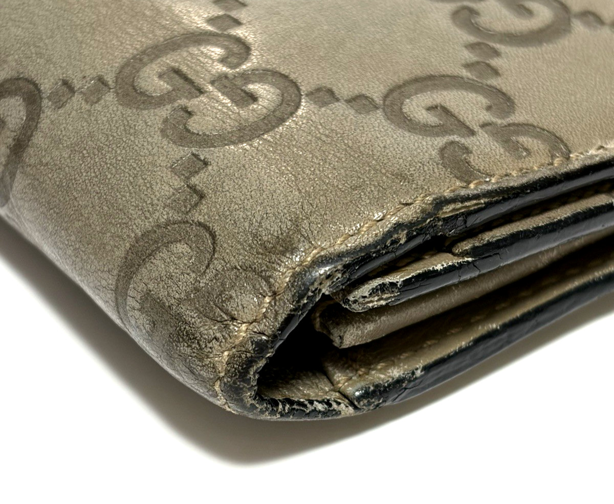 Gucci Guccissima GG Monogram Leather Long Wallet Bi-fold Made in Italy Gray