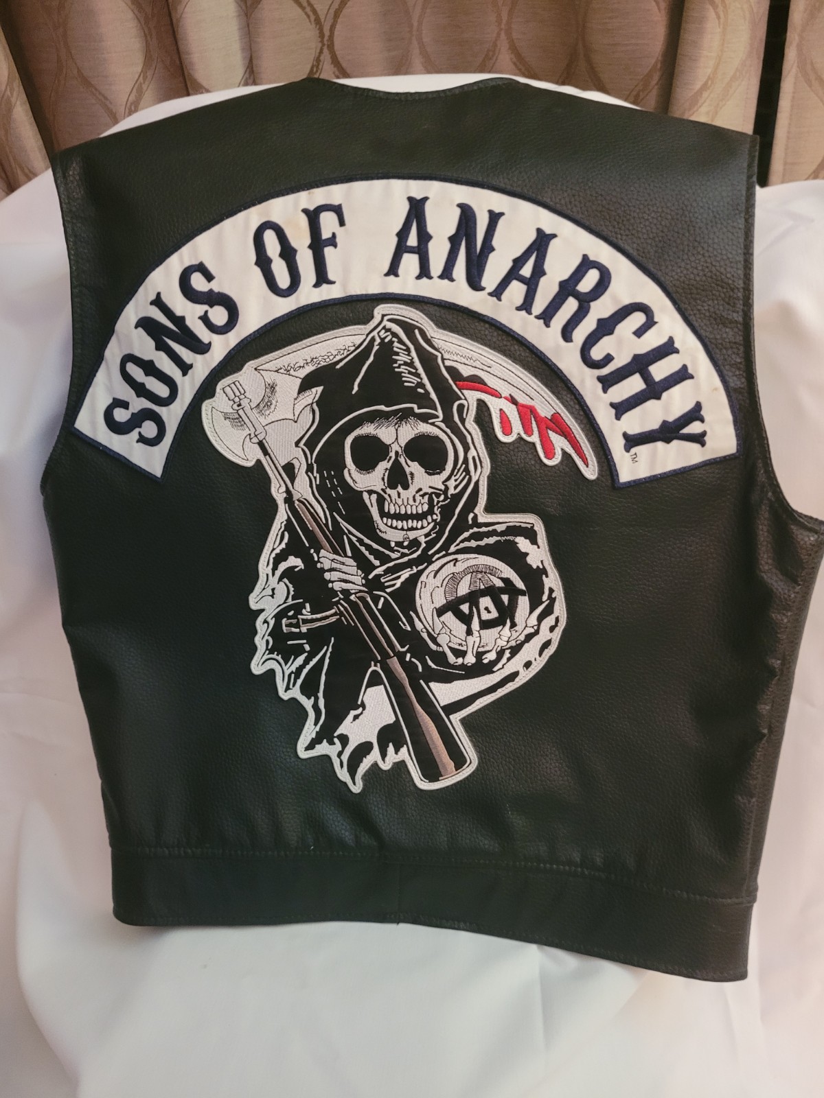 Men’s Leather Biker Vest ” Sons Of Anarchy. ‘