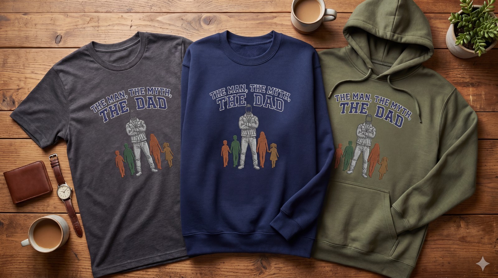The Man The Myth The Dad Embroidered Shirt, Father’s Day Gift for Dad, Custom Da