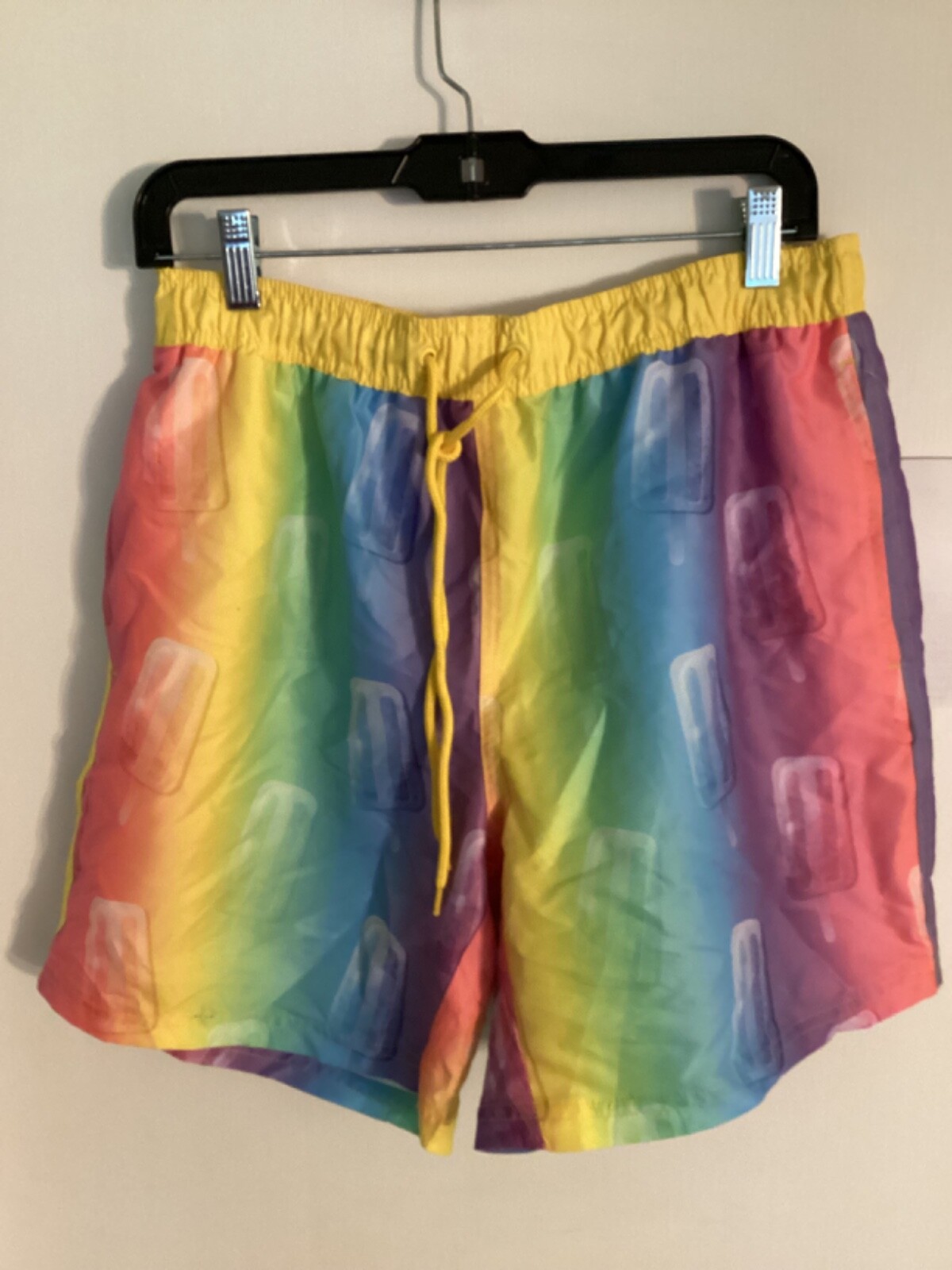 Adults ” Anhui Bring”. Popsicle rainbow colored board shorts. Size Med.