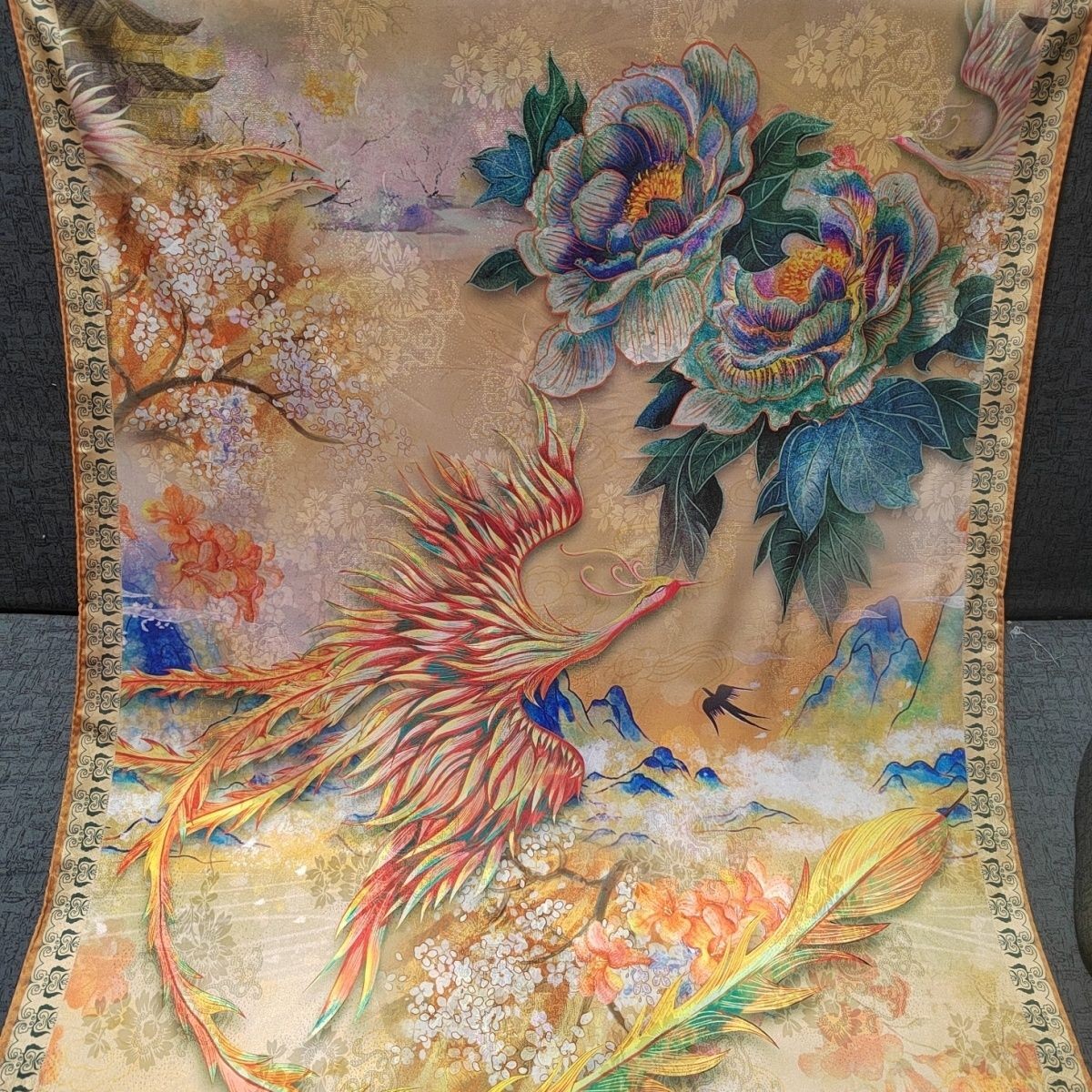 Phoenix Xiangyunsha Scarf Chinese Style 70*180cm Double-Sided Shawl Silk Scarf