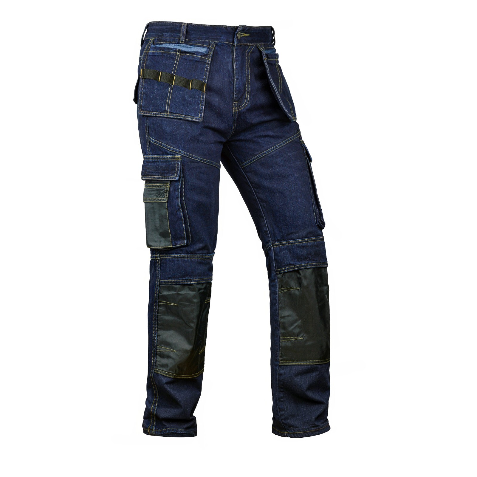 Mens Cargo Cordura Knee Reinforcement Denim Pants Utility Work wear Trousers