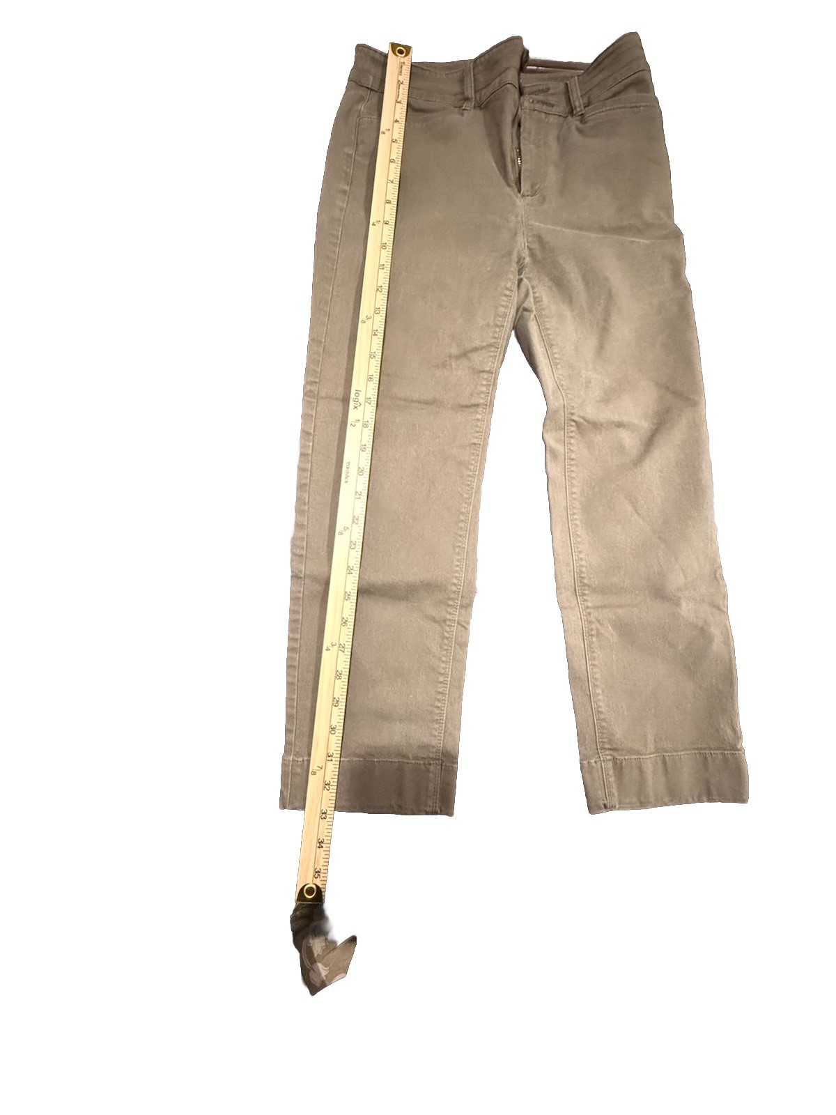 LOFT Outlet High Rise Straight Petite Pants Womens 0P Olive Green Cuffed