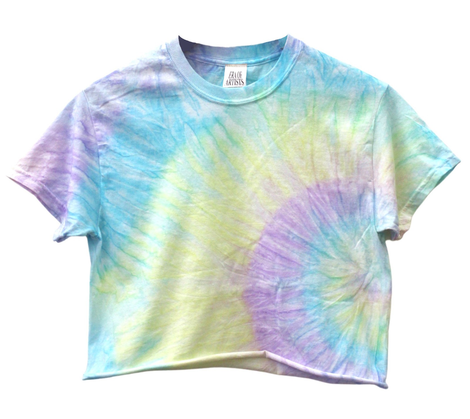 Pastel Tie Dye Unisex Cropped Tee, Hand Dyed, Raw Bottom Edge