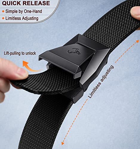 Heavy-Duty Mens Tactical Belt Adjustable Stretch Nylon with Quick-Release Buckle