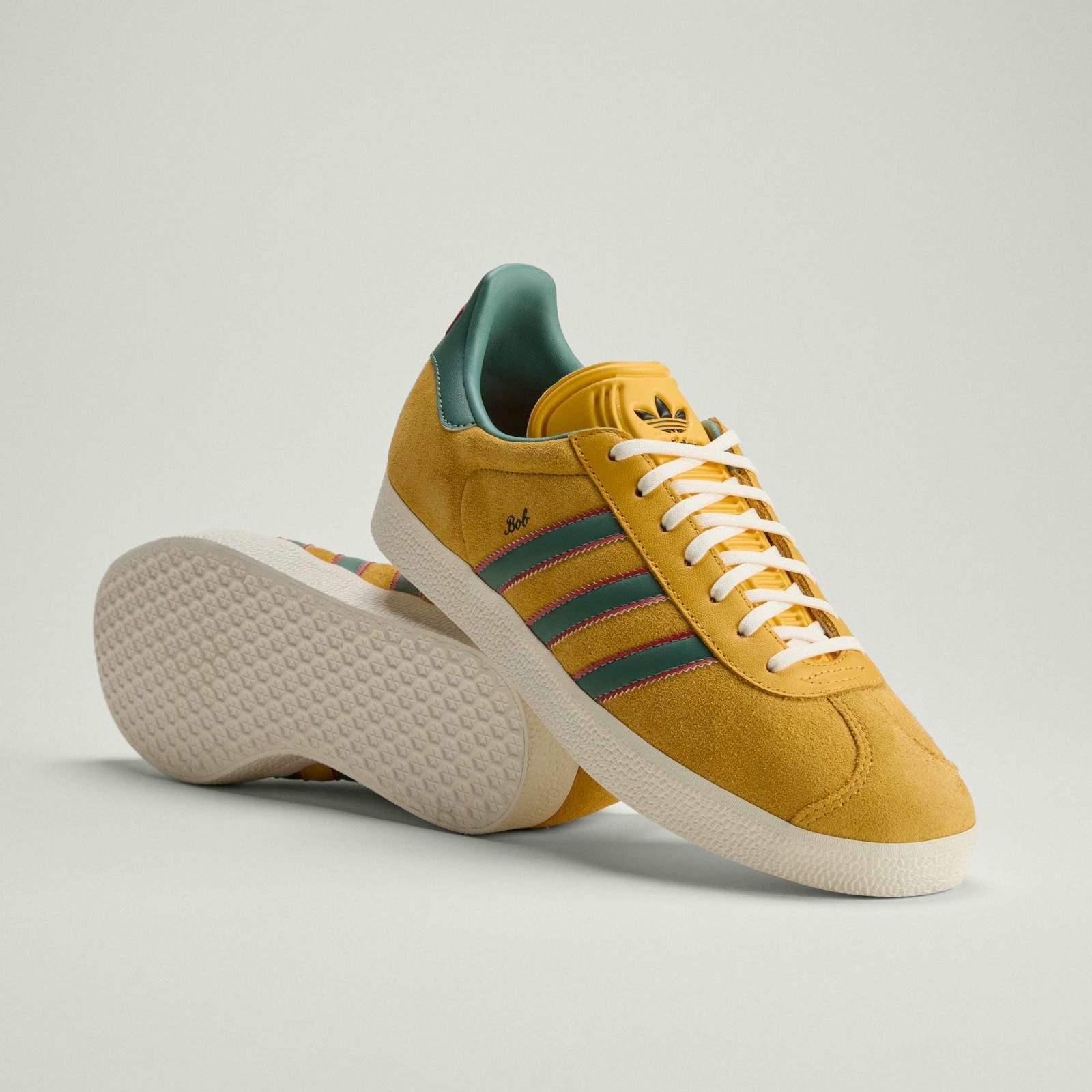 Adidas Men’s Gazelle Jamaica x Bob Marley Shoes Bold Gold/None/Pure Ruby KJ3532