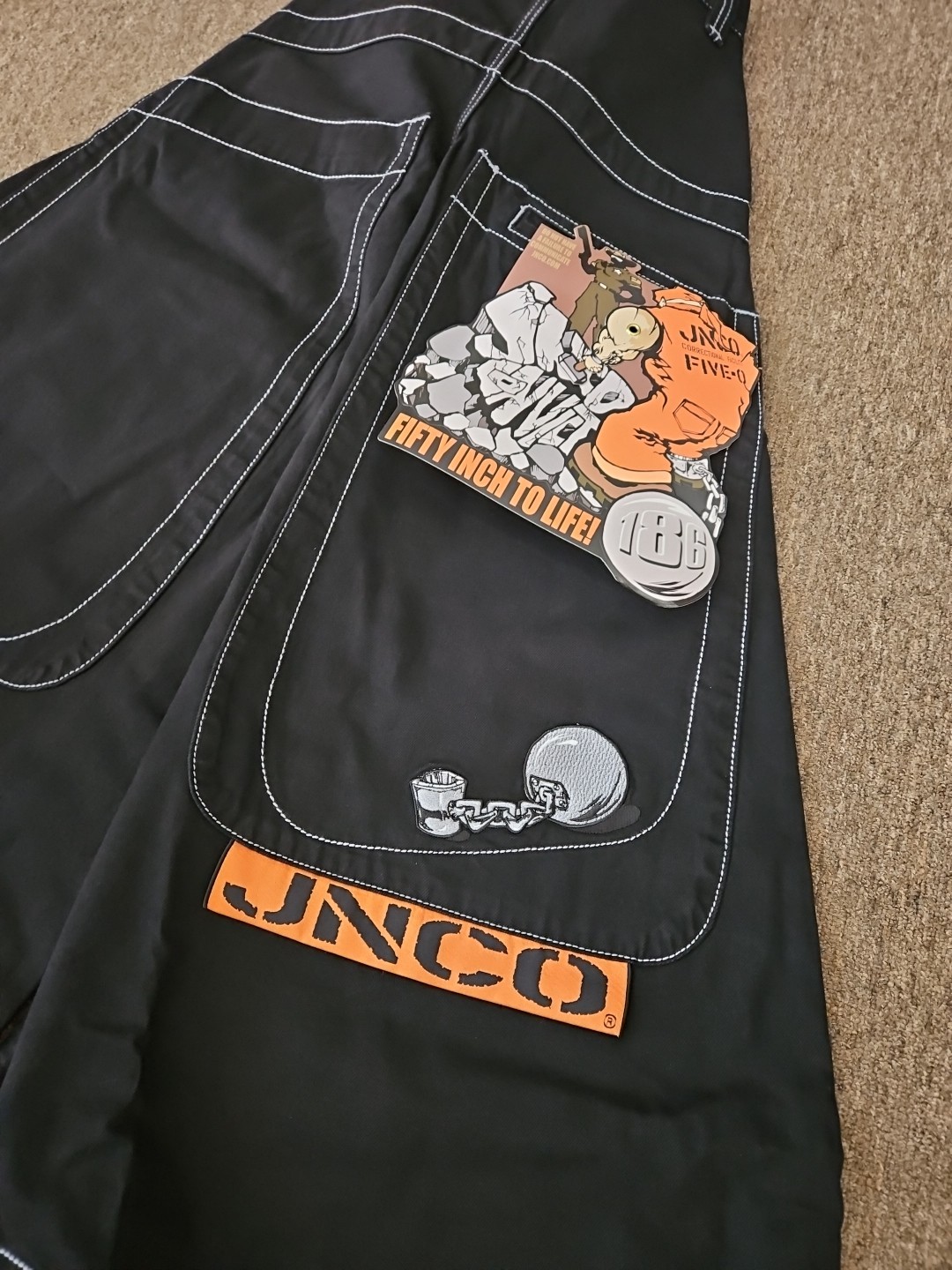 JNCO Convict Black Denim Jeans 50 Inches to Life NWT Mens 28×32 Ultra Wide Leg