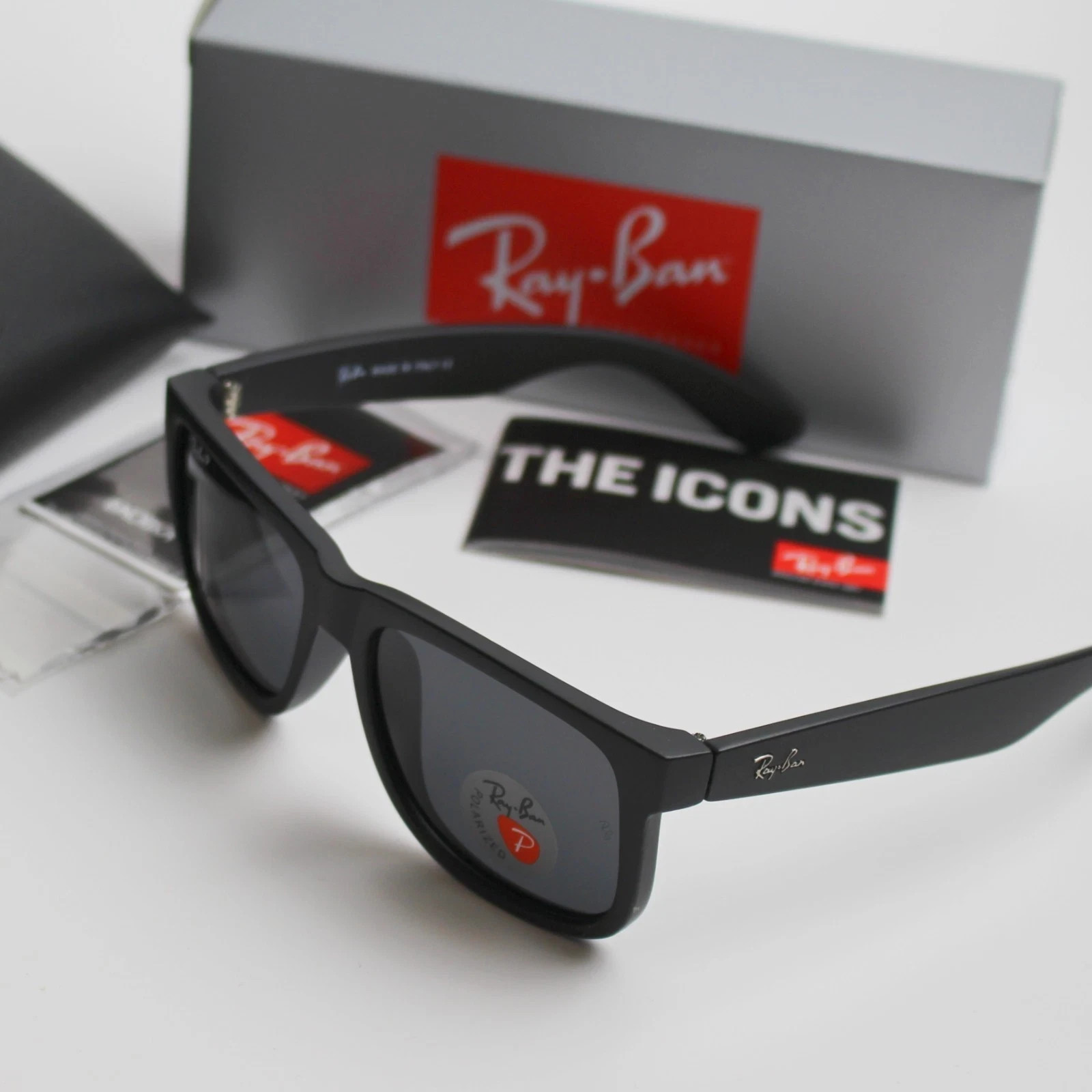 RB4165 Polarized Sunglasses Ray-Ban Justin Black Frame Gray Lens