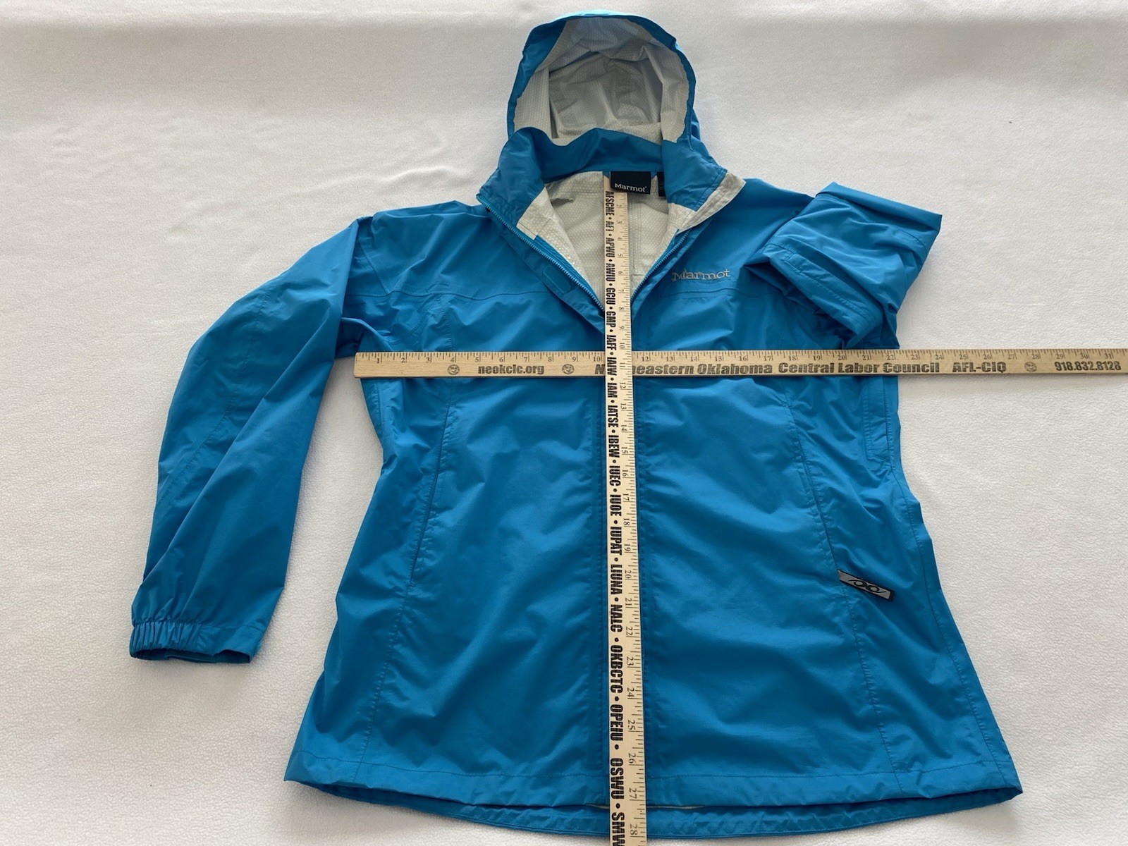 Marmot PreCip Eco Rain Jacket Men’s Large Blue Full Zip Lightweight Pit Zips EUC