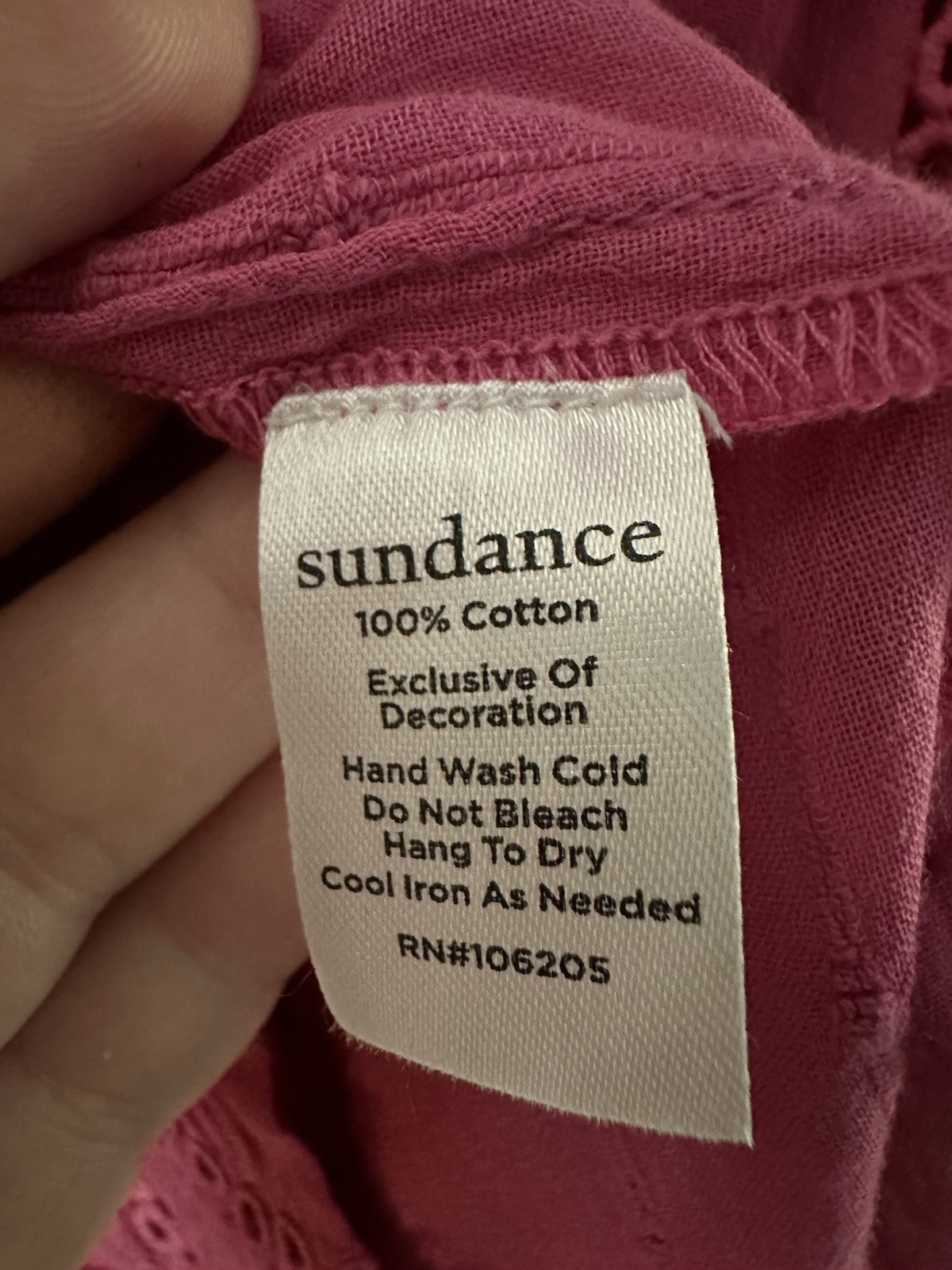 Sundance Pink Cotton Ruffle Embroidered Blouse Size M Boho Victorian Cottagecore