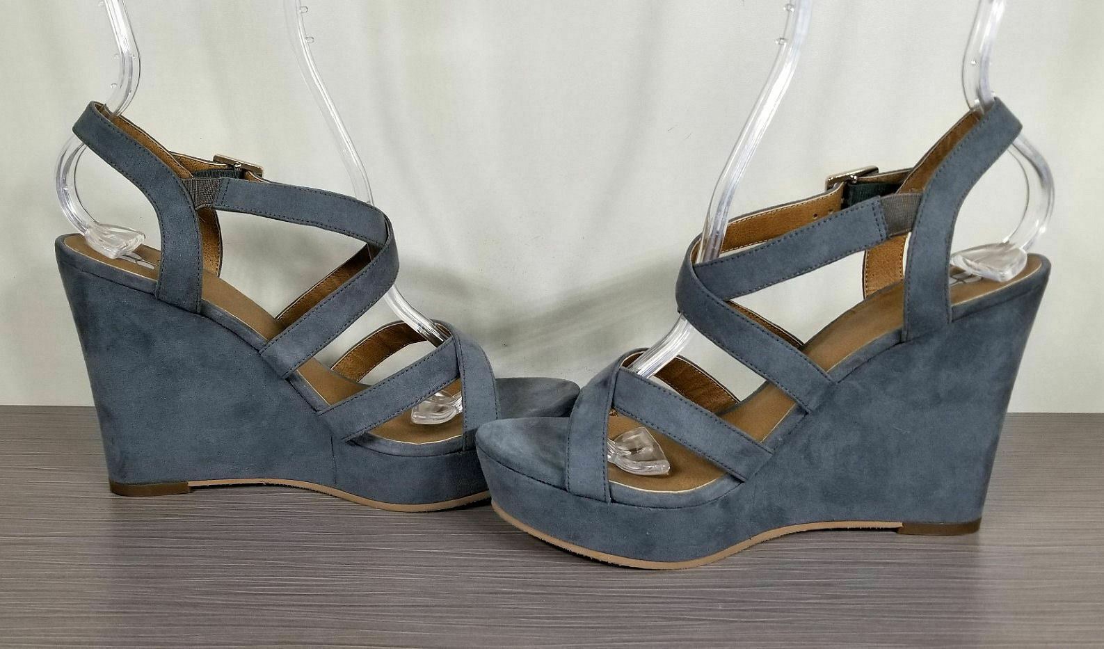 BP Summers Wedge Sandal, Blue-Grey, Womens Size 7.5 M