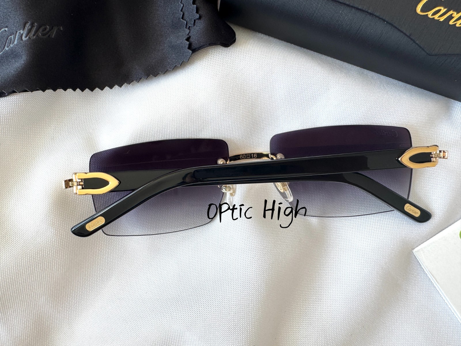 Cartier Men’s Rimless Sunglasses Gold CT0273S France w/ Box Case