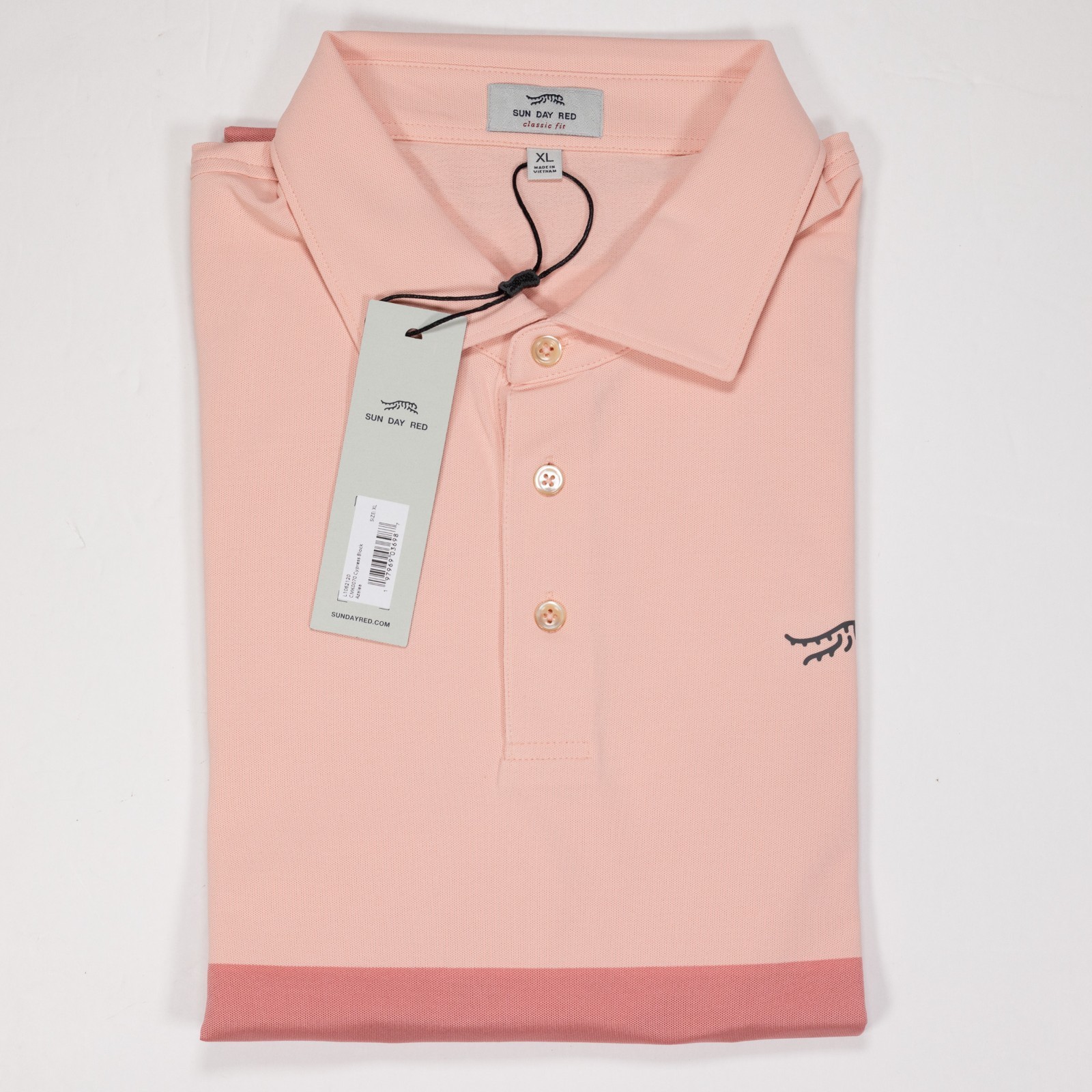 Sun Day Red Cypress Block Polo Shirt XL Azalea Pink Peach Colorblock NWT