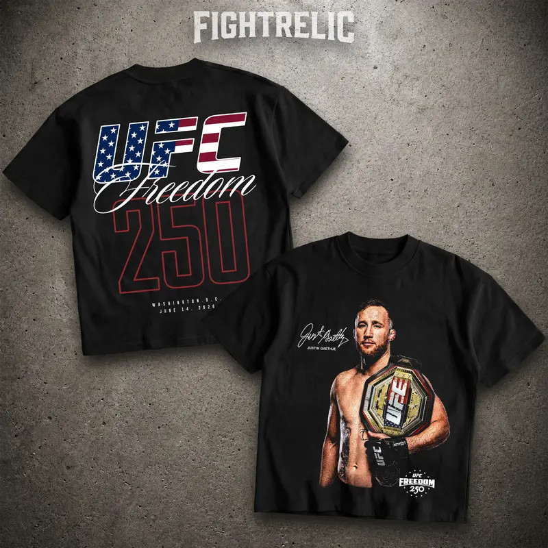 UFC 250 Years Freedom Justin Gaethje Black Men’s Shirt UFC Champions Sports
