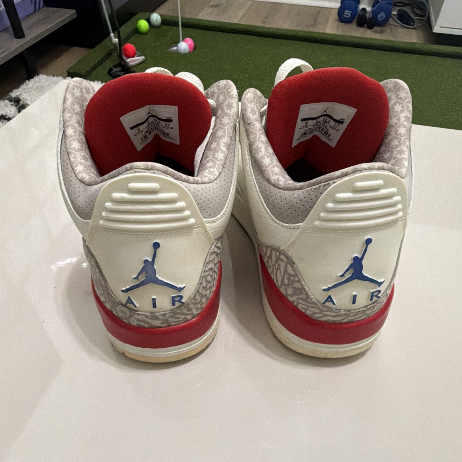 Jordan Air Jordan 3 Mid Top Lace-Up Men’s Sneakers White/Red/Blue/Gray