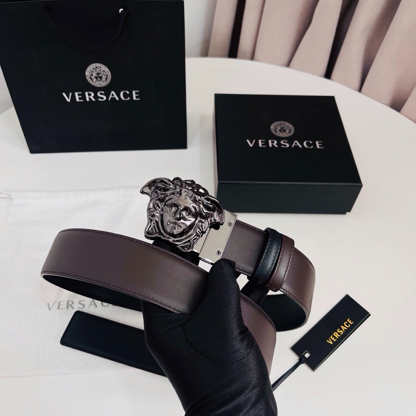 Authentic Versace La Medusa Men’s Leather Belt