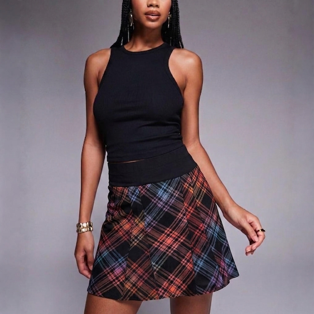A Pea in the Pod Maternity Wool Plaid Skirt Large Black Multicolor 81014-96 NWOT