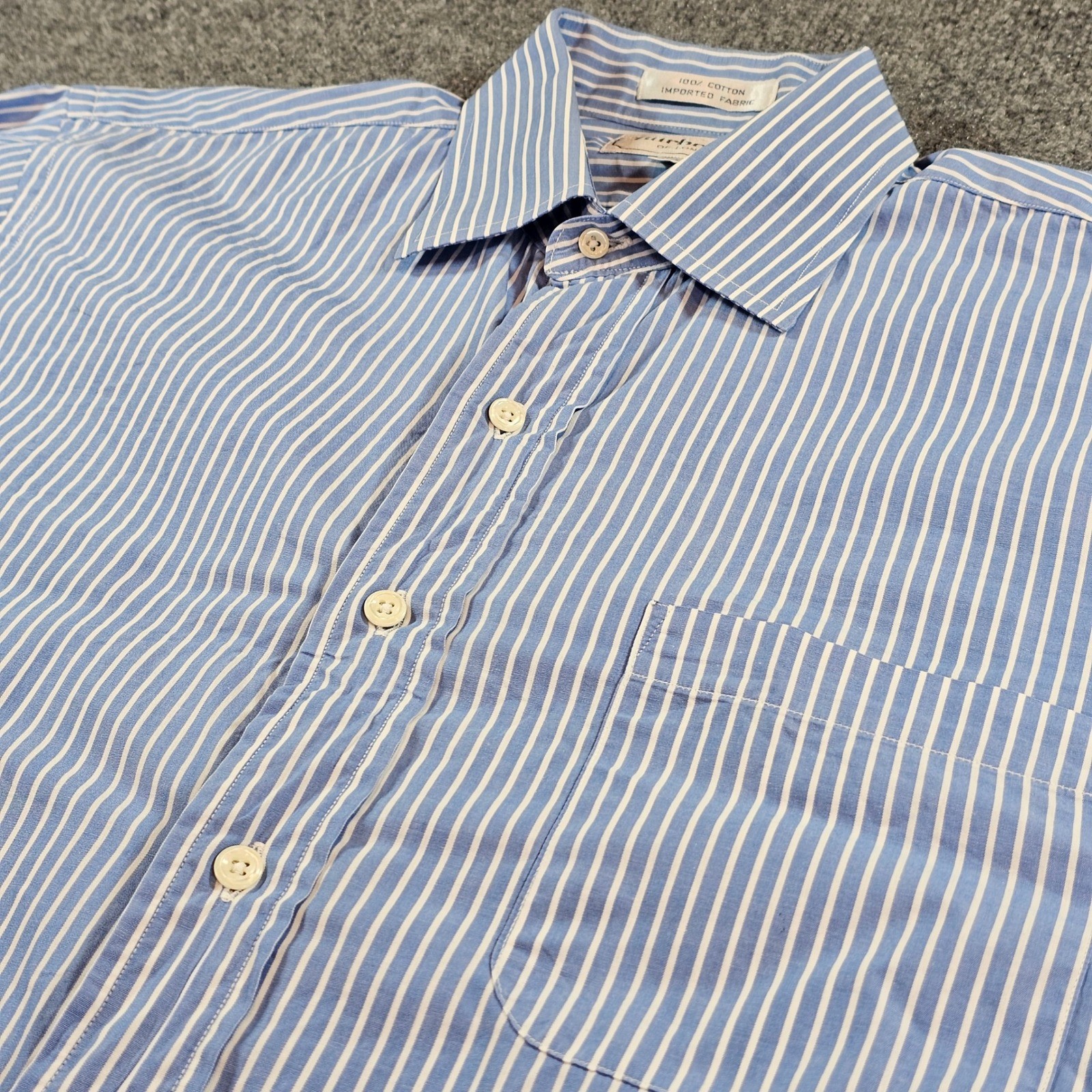 Burberrys of London Men’s 15.5-34 Blue White Striped Button Down French Cuff USA